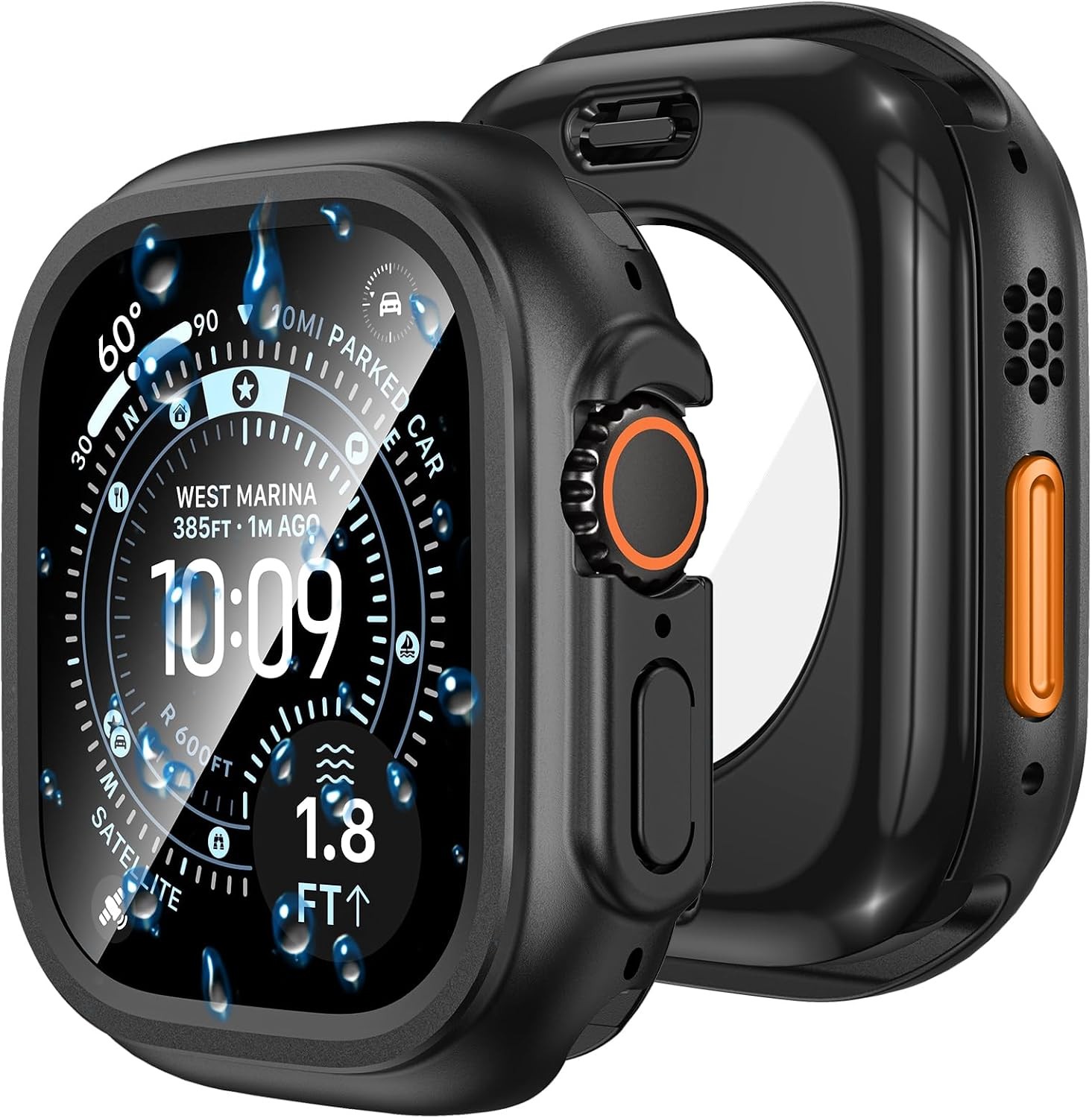 2 in 1 Waterproof Case for Apple Watch Ultra 49mm, 360 Protective Glass Cover