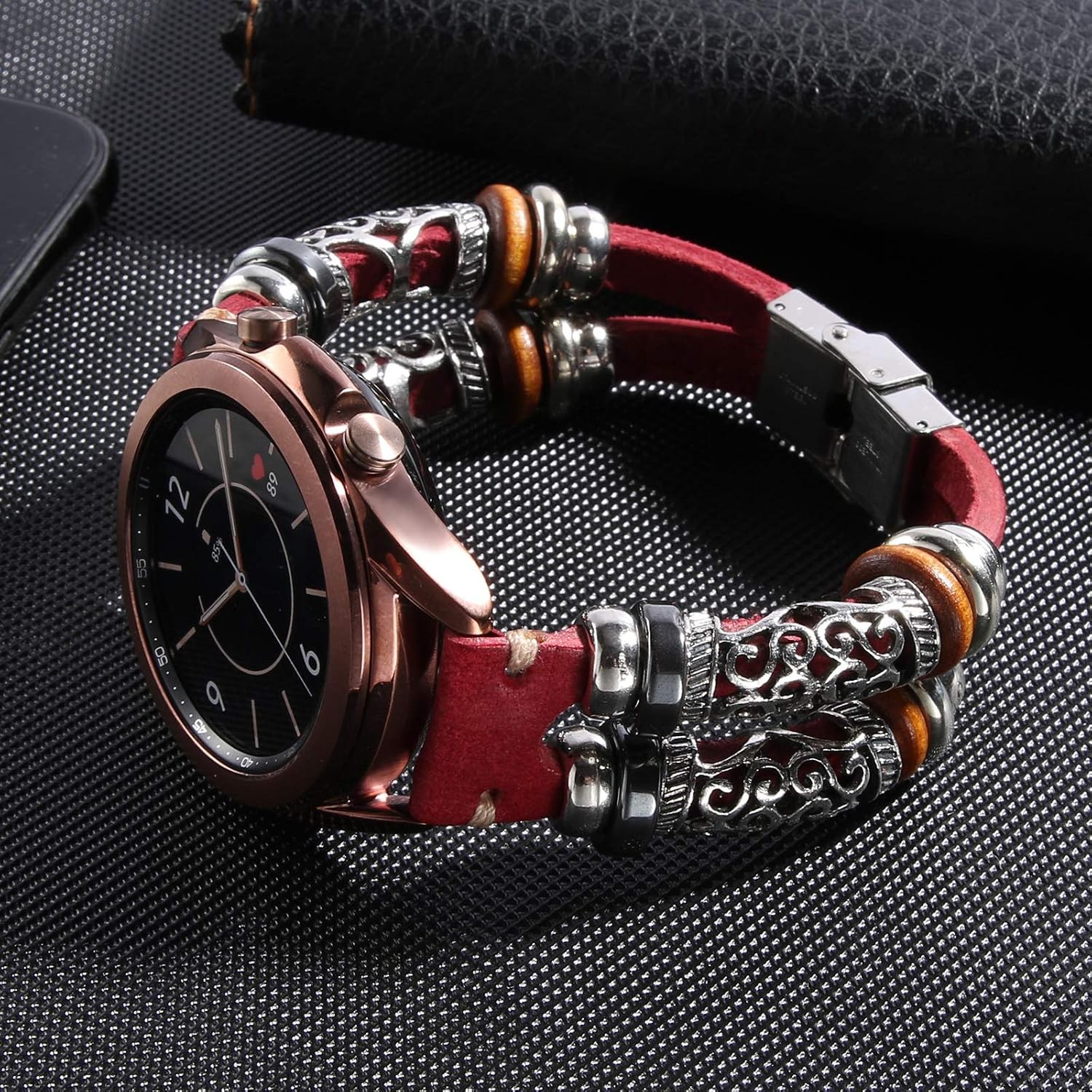Case For Samsung Galaxy Watch 7/FE/6/5/4/3/Active 2/Garmin Venu 20mm Leather Str