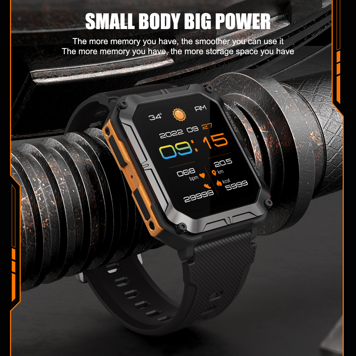 Man Sports Outdoor Waterproof Smart Watch For Rugged Tactical Fitness Tracker