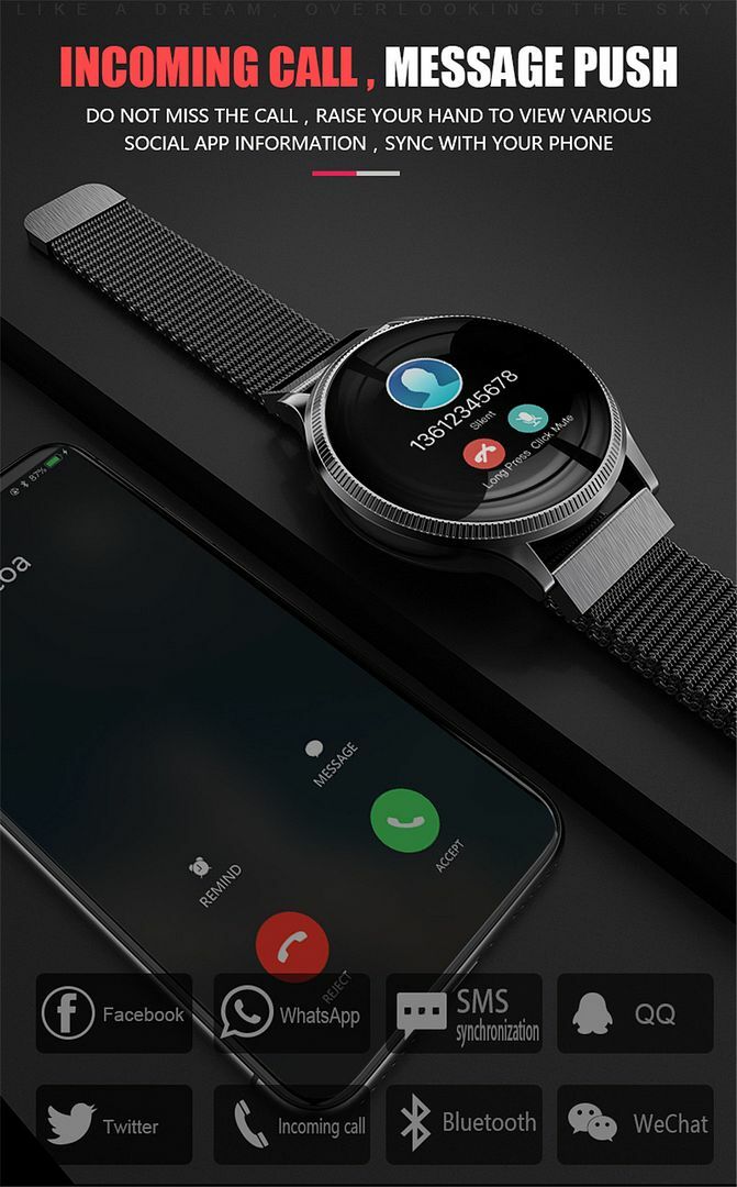 1.22″ Touch Screen Bluetooth SmartWatch Activity Tracker Call Reminder Men Women