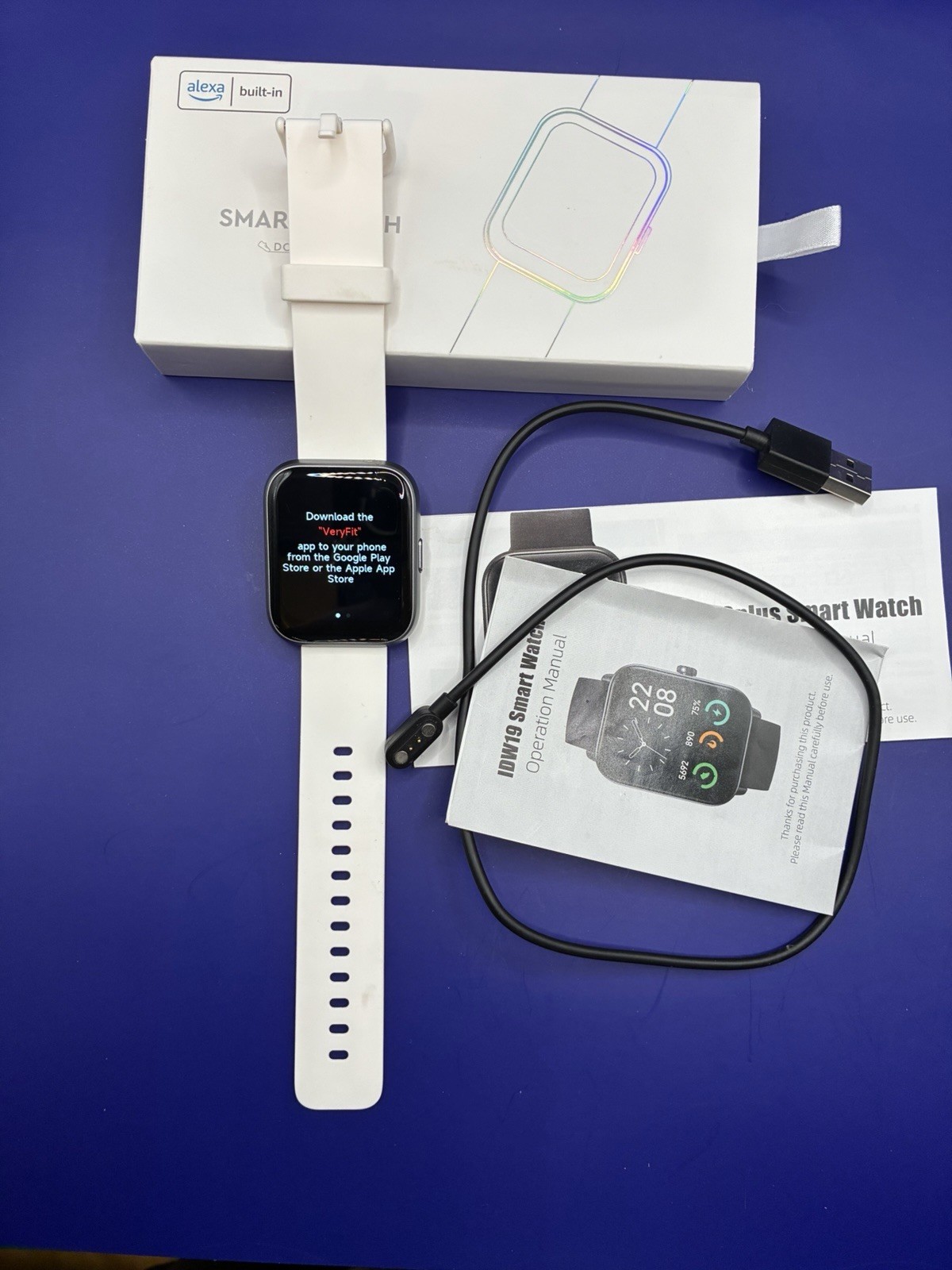 Smart Watch Veryfit ID208Plus with Built-in Alexa – White