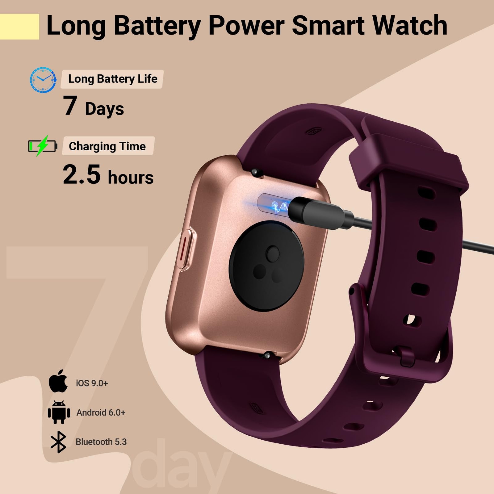 Smartwatch for Women, Compatible with Android & 1.8 inches, Rose Purple