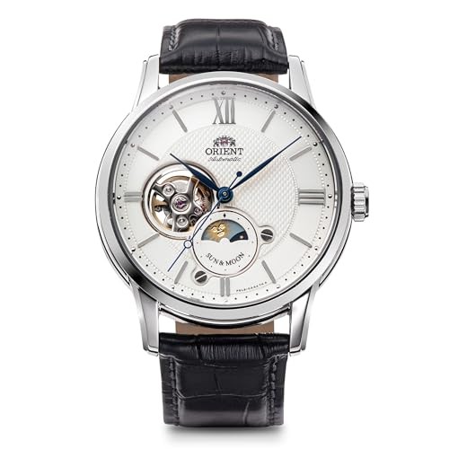 ORIENT SUN & MOON Men’s Mechanical Watch RN-AS0003S White/Silver NEW