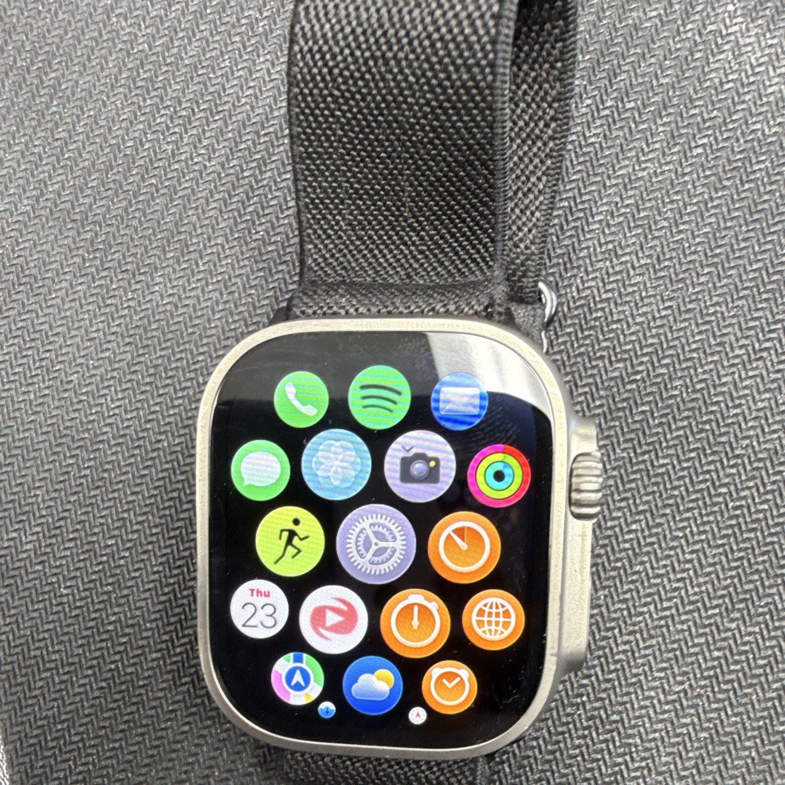 Apple Watch Ultra 2 49mm Titanium Silver Case Black Fabric Band 64gb Unlocked