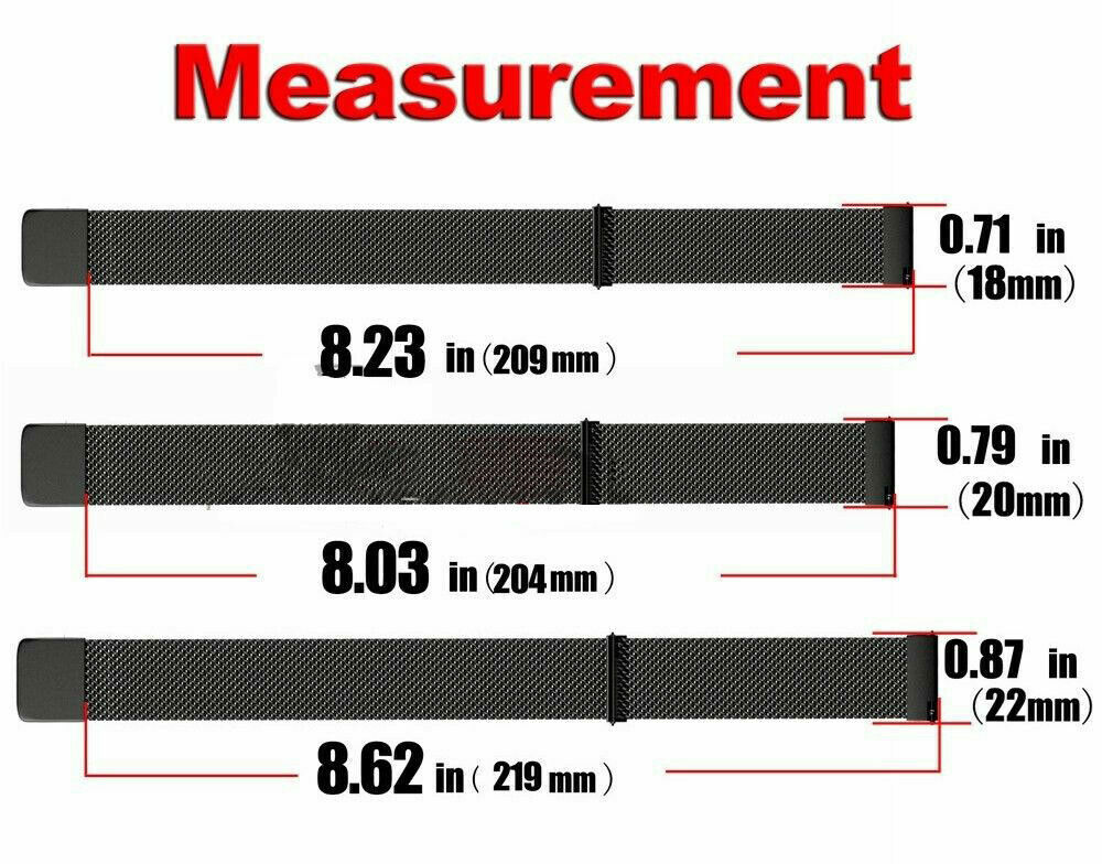 For Samsung Galaxy Watch 42 46mm/Active Mesh Milanese Stainless Steel Strap Band