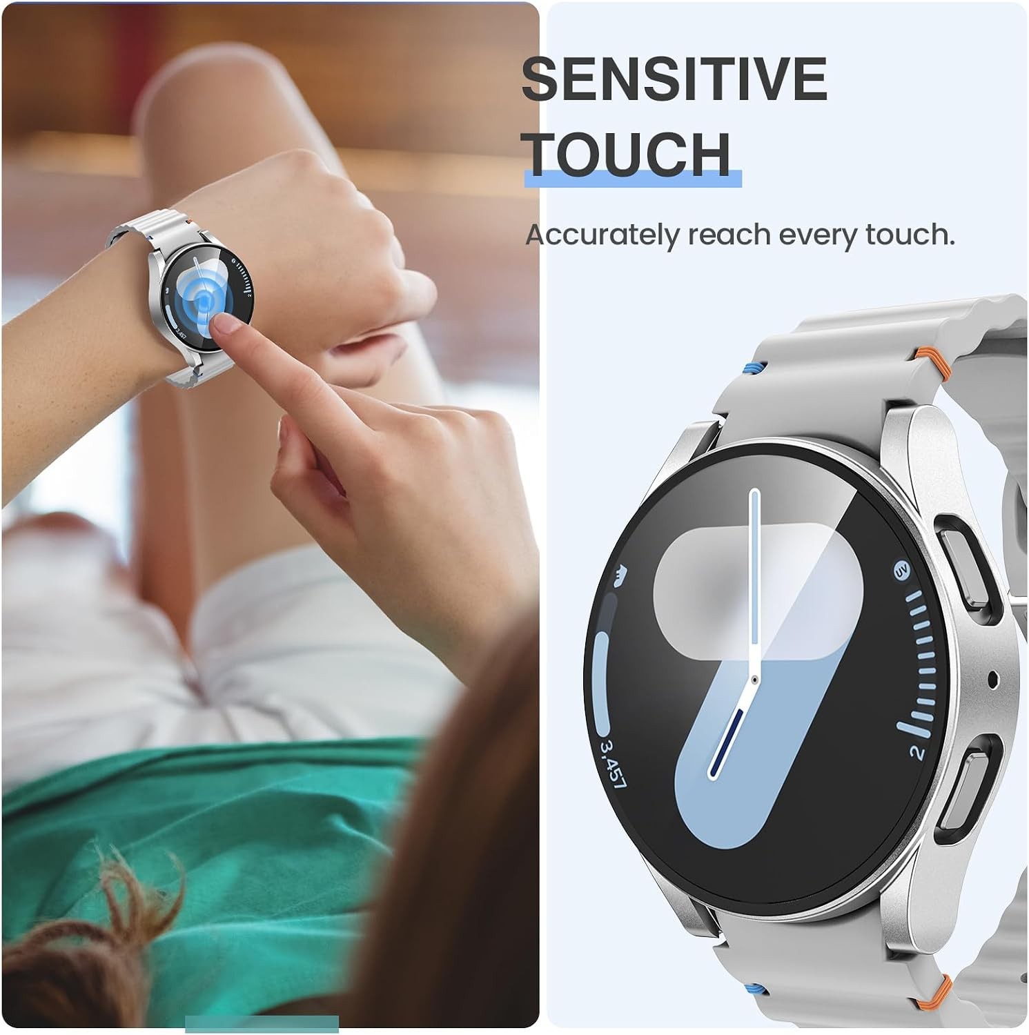 2-Pack Protective Case with Screen Protector for Samsung Galaxy Watch 7 44mm