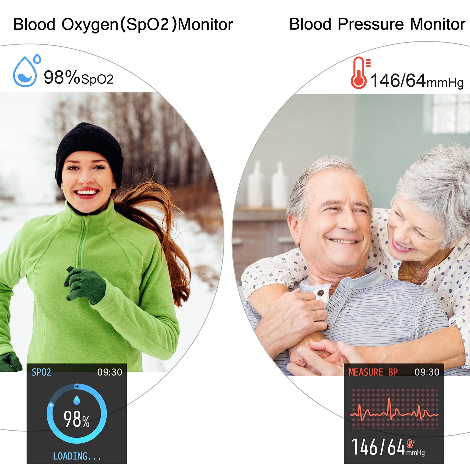 Popglory Smart Watch, Smartwatch with Blood Pressure, 1.3 inches, Black