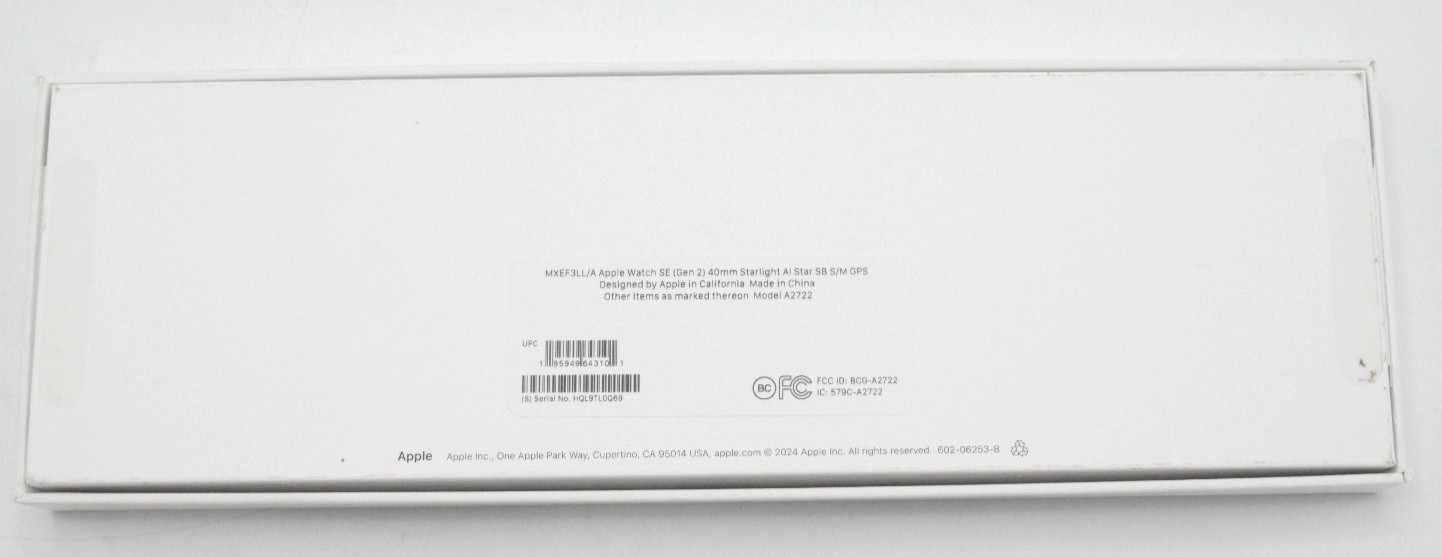 Apple Watch SE 2nd Gen 40mm Starlight Aluminum Case & Sport Band S/M MXEF3LL/A