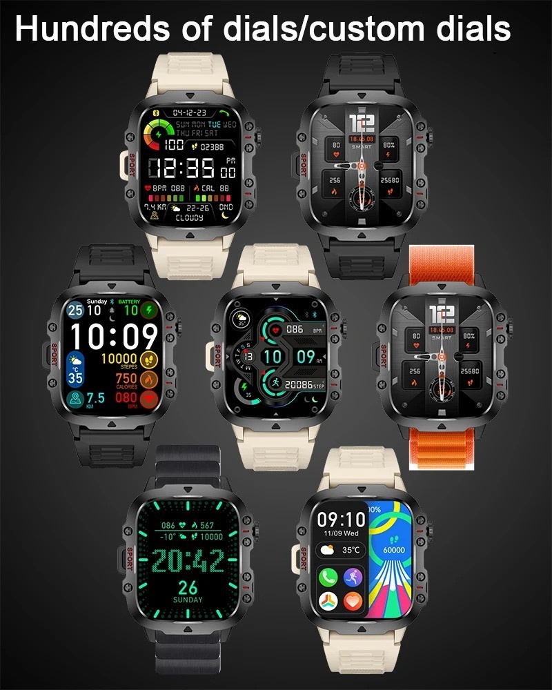 2025 New For Men Military Smart Watch Men IP68 5ATM Outdoor Sports Fitness Track