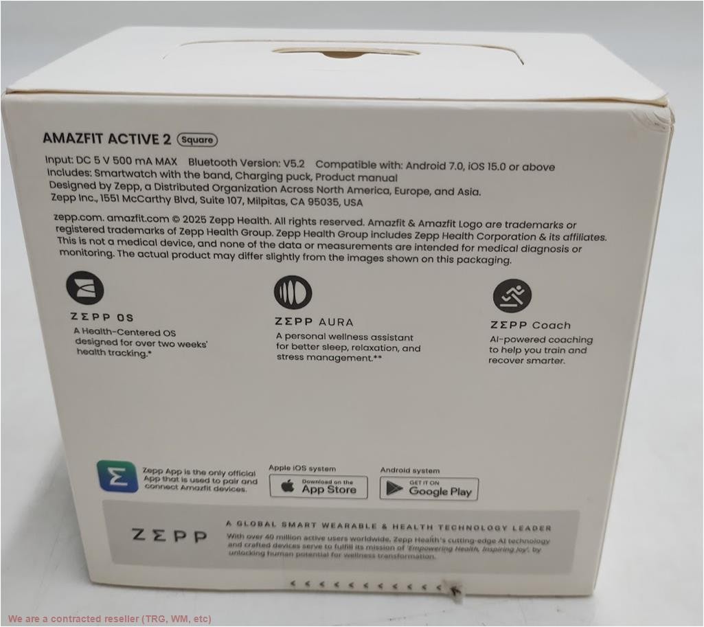 Amazfit Active 2 Square Smartwatch – Black Leather