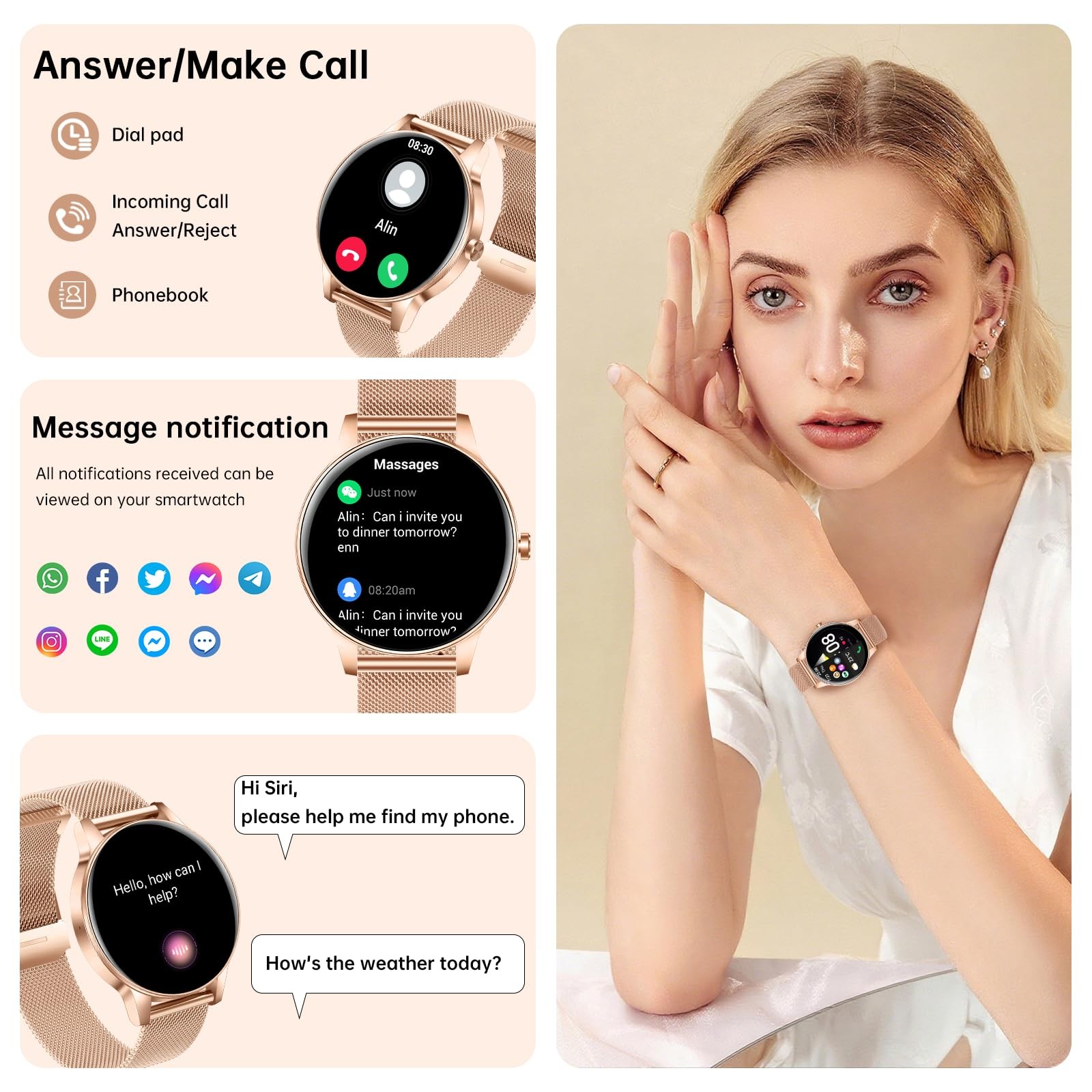 for (Answer/Make Calls), 1.27″ HD Screen Fitness Tracker with Heart Rate/Slee…