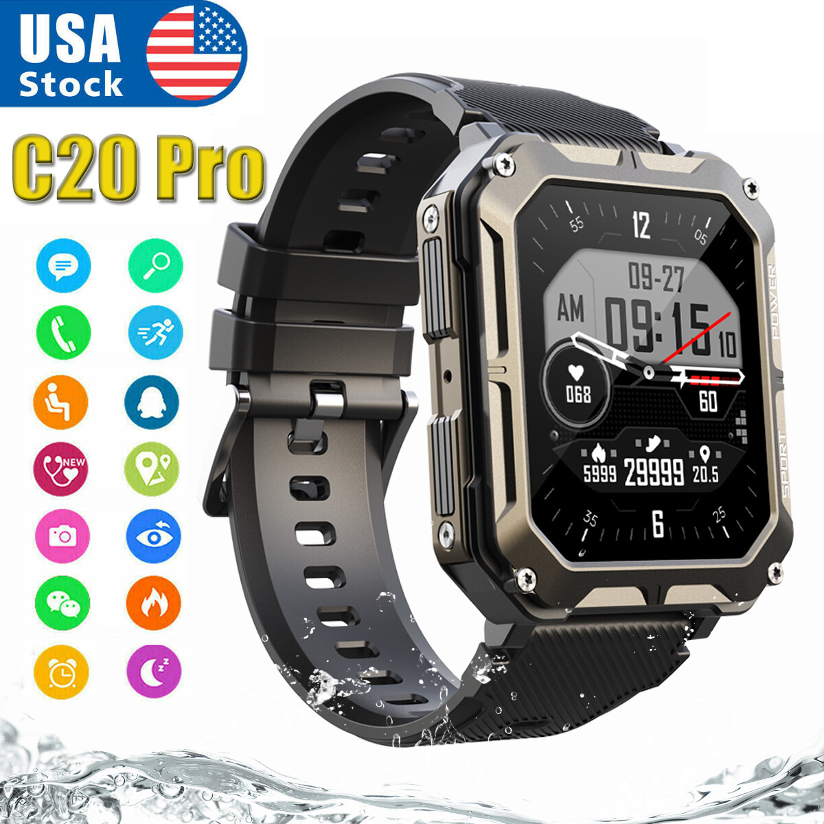 Military Smart Watch for Men(Answer/Make Calls) Rugged Tactical Fitness Tracker-