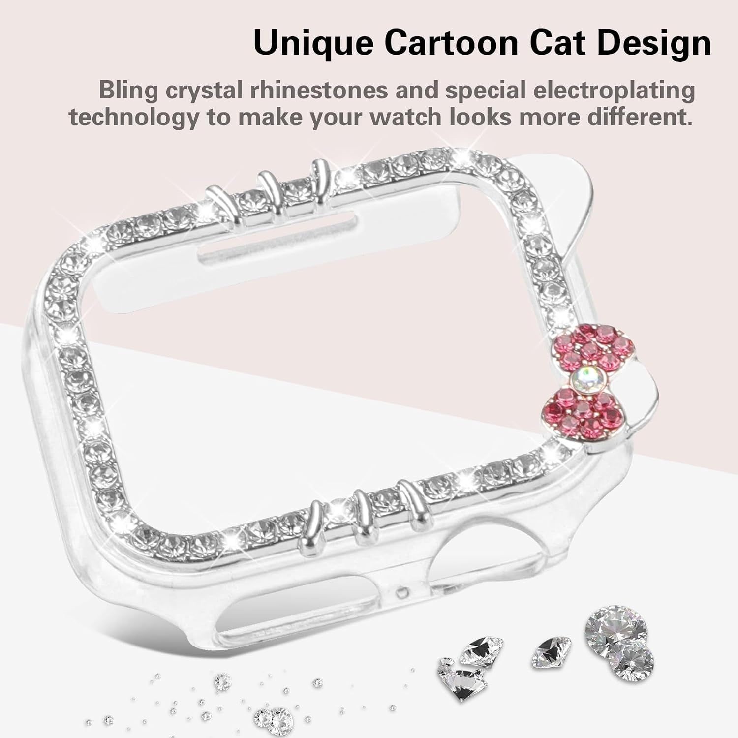 Cartoon Cat Case for Apple Watch Series 11 10 46mm 42mm, Bling, Cute, Protective