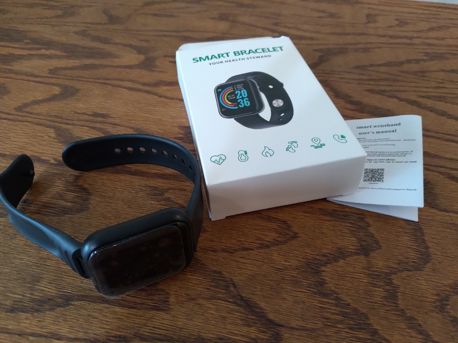 Smart Bracelet, Monitor Heart Rate, Blood Pressure, Steps, Incoming Calls