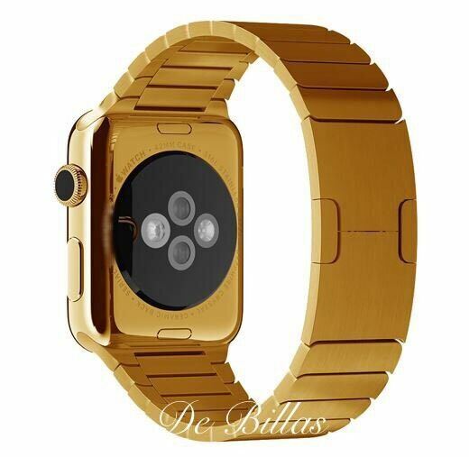 24K Gold Plated 42MM Apple Watch Series 2 Gold Link Band Custom Rare