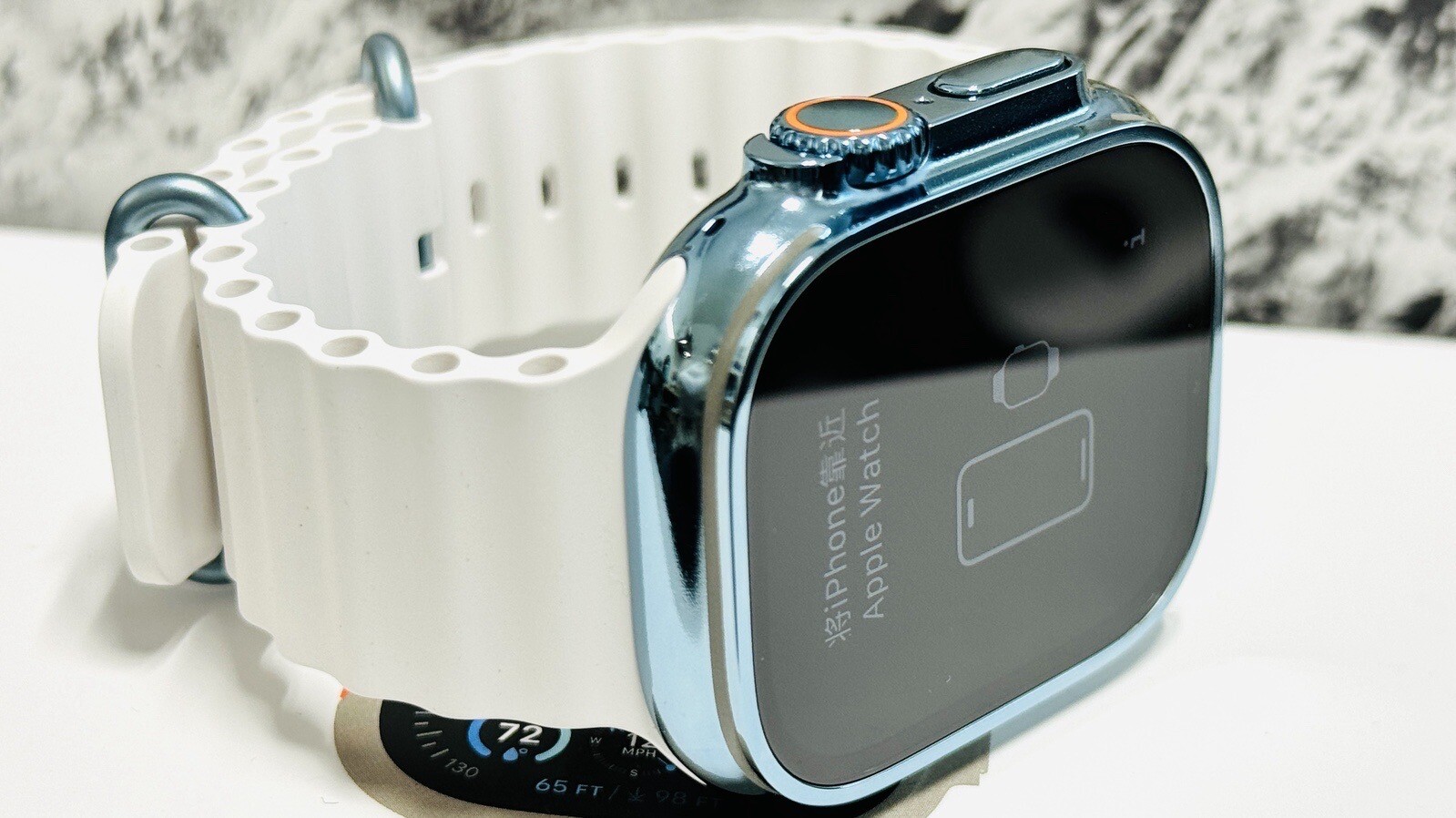 49MM Apple Watch ULTRA 2 Custom Polished SKY BLUE Anodized White Ocean Band