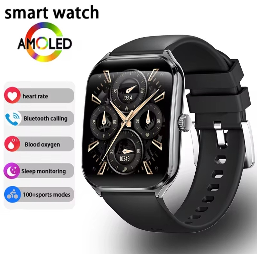 New Unisex Ultra Thin AMOLED HD Display Smartwatch Black