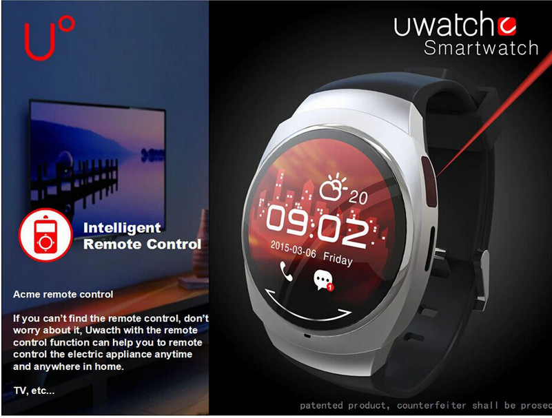 U0 1.24 inch HD Display Music Player Message Reminder Intelligent Remote