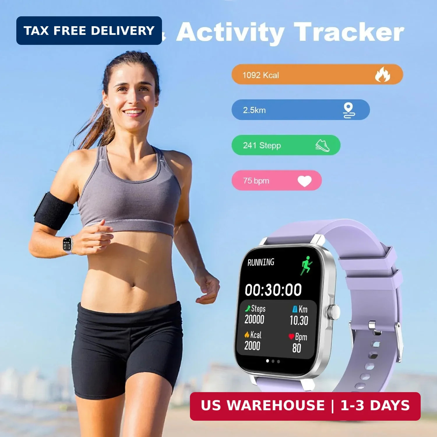 Smart Fitness Tracker Watch with Heart Rate Monitor, Activity Tracker w