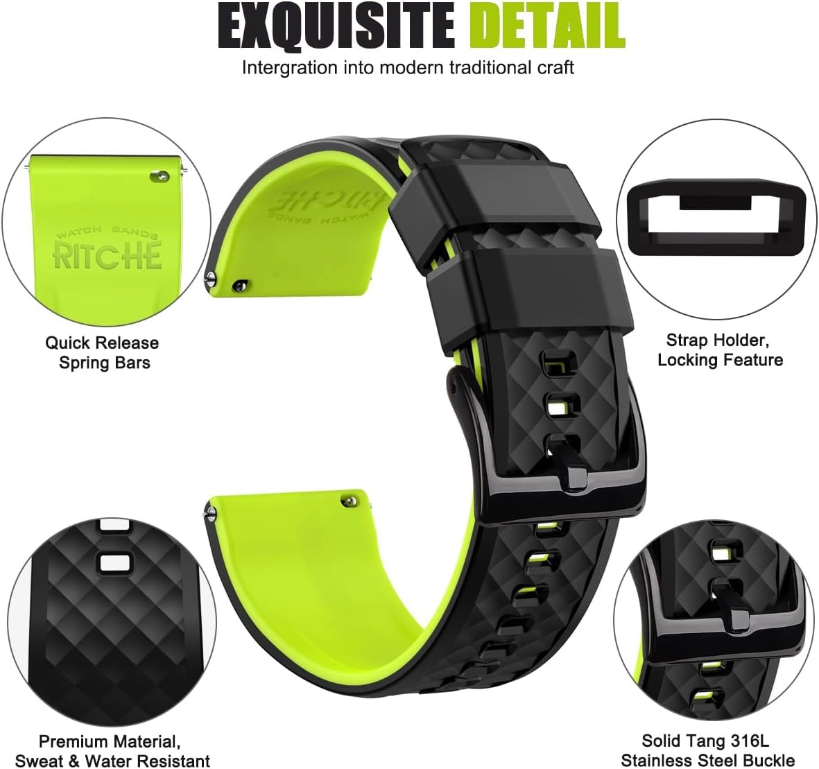 Silicone Watch Bands 18mm 20mm 22mm 24mm Quick Release Rubber Bands for Men
