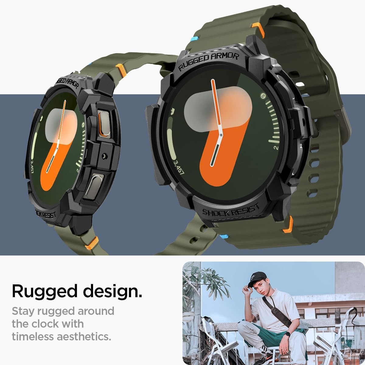Rugged Armor Case For Samsung Galaxy Watch 7 44mm Durable TPU Cover
