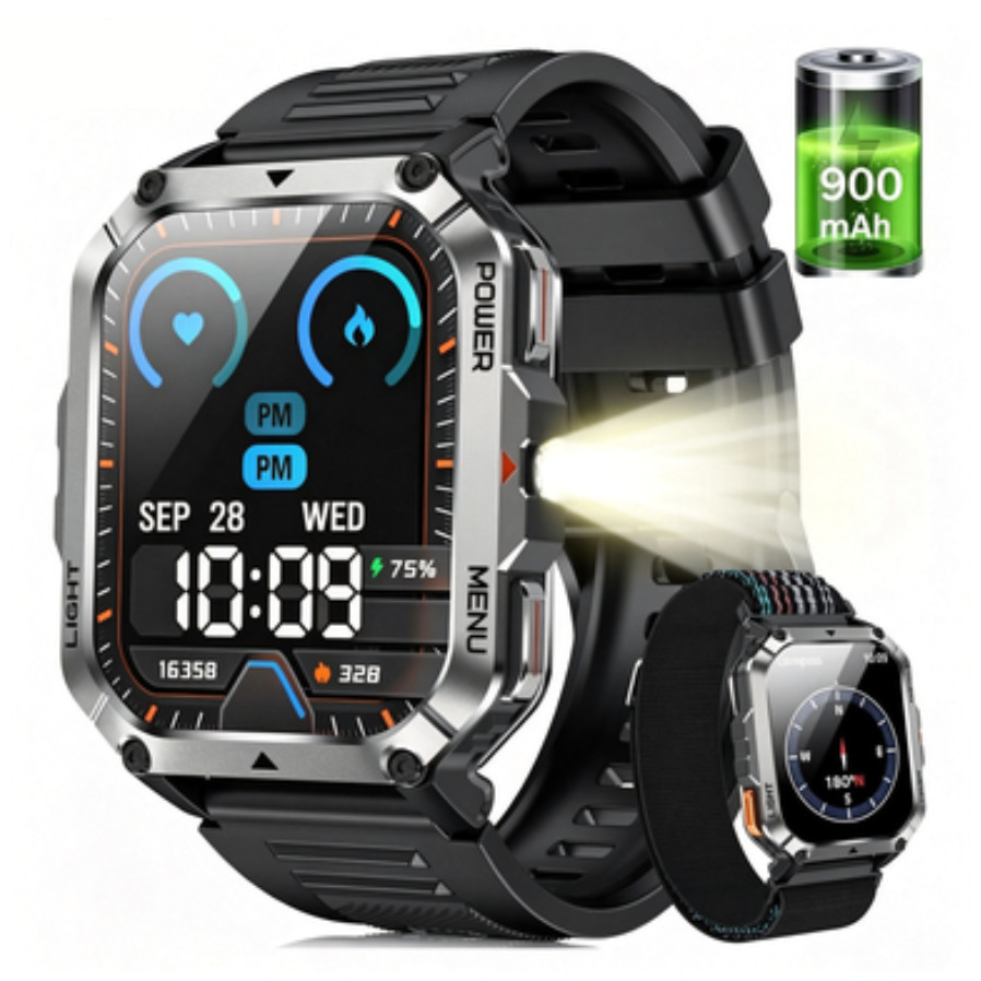 Military Smart Watch for Men Women Bluetooth 5.3 Fit for Android IPhone Open Box