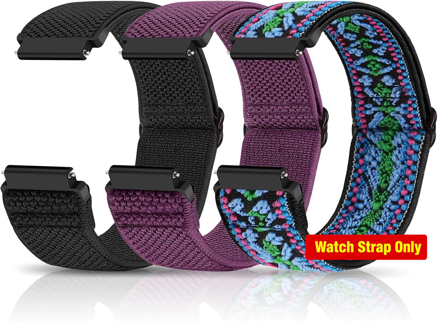 Adjustable Stretchy Nylon Strap Compatible with 20mm Watch Bands