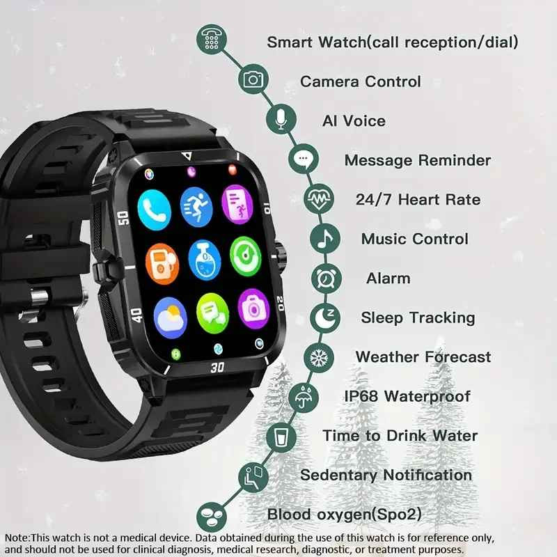 SMARTWATCH 1.96″ 430mAh WATERPROOF BLUETOOTH Fitness Sport FOR SAMSUNG/iPHONE