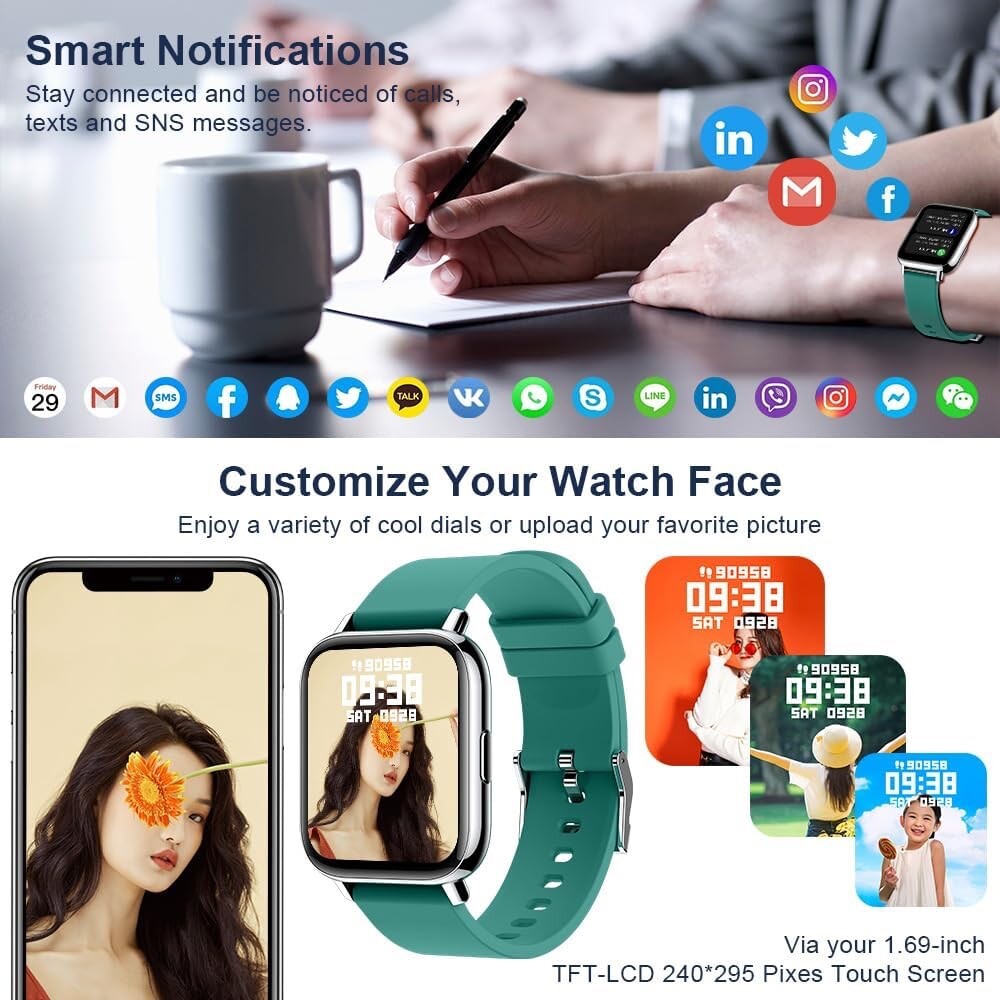 MOLOCY Smart Watch for iPhone Android with Heart Rate/Sleep Monitor