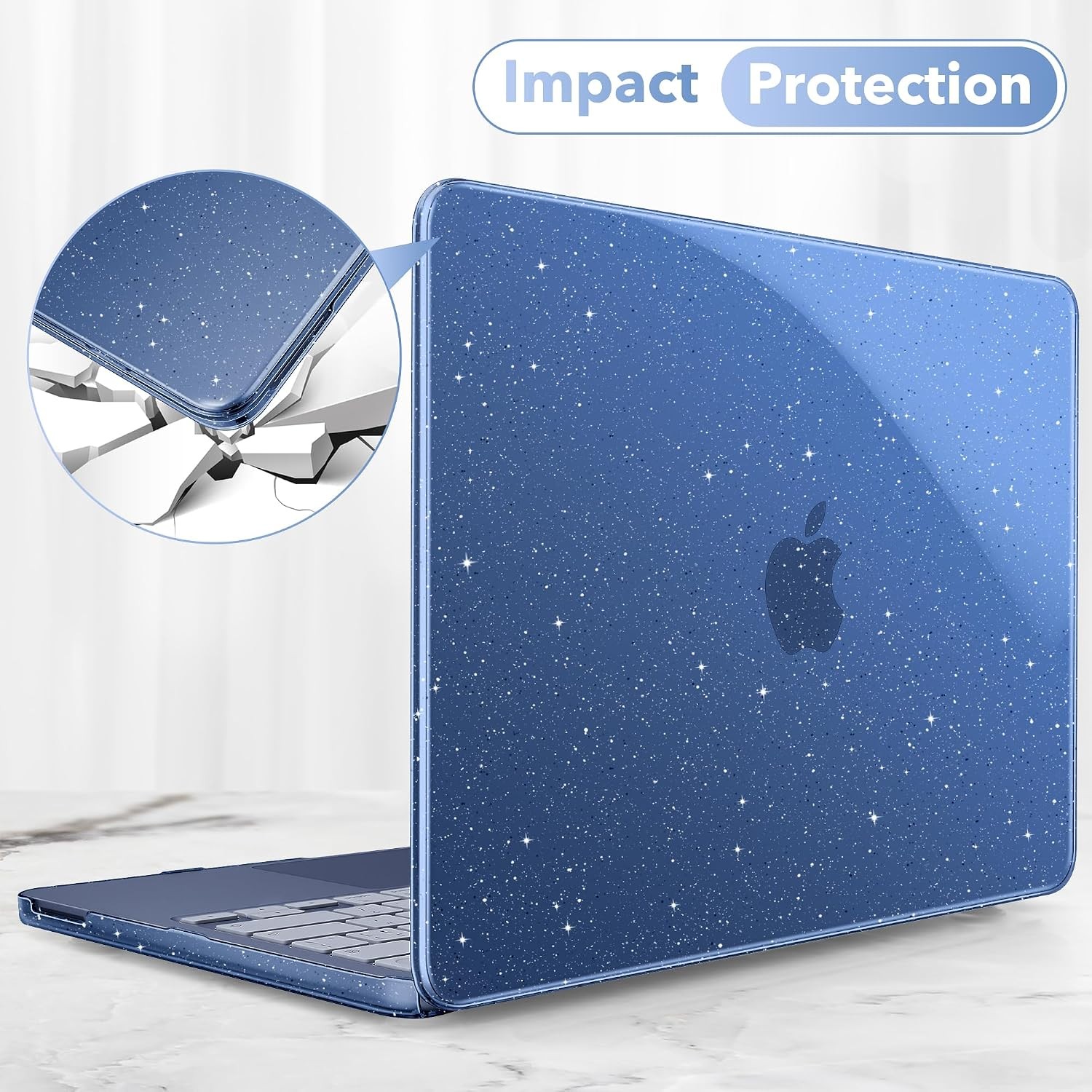 Case For MacBook Neo 13″ A3404, Plastic Hard Shell, Keyboard Cover, Glitter Indi