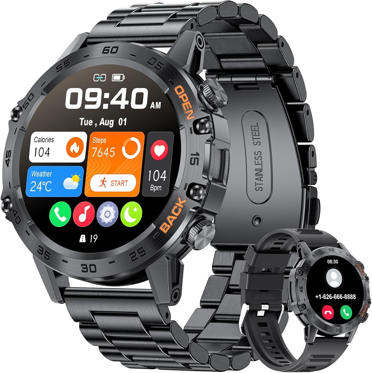 SUNKTA Military Smart Watch for Men(Answer/Dial Calls),100 Sports Modes, 5ATM Wa