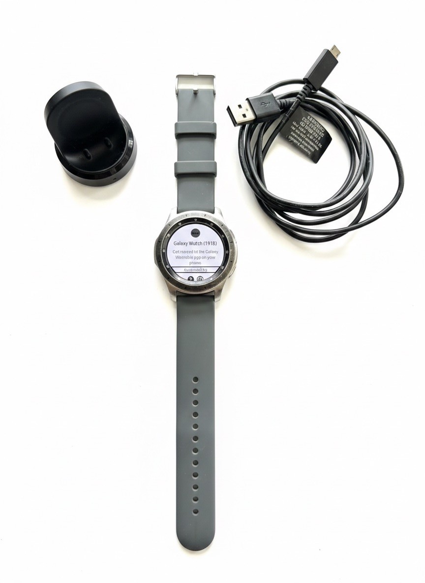 Samsung Galaxy Watch (191E) Silver, Gray Silicone Band,Bluetooth