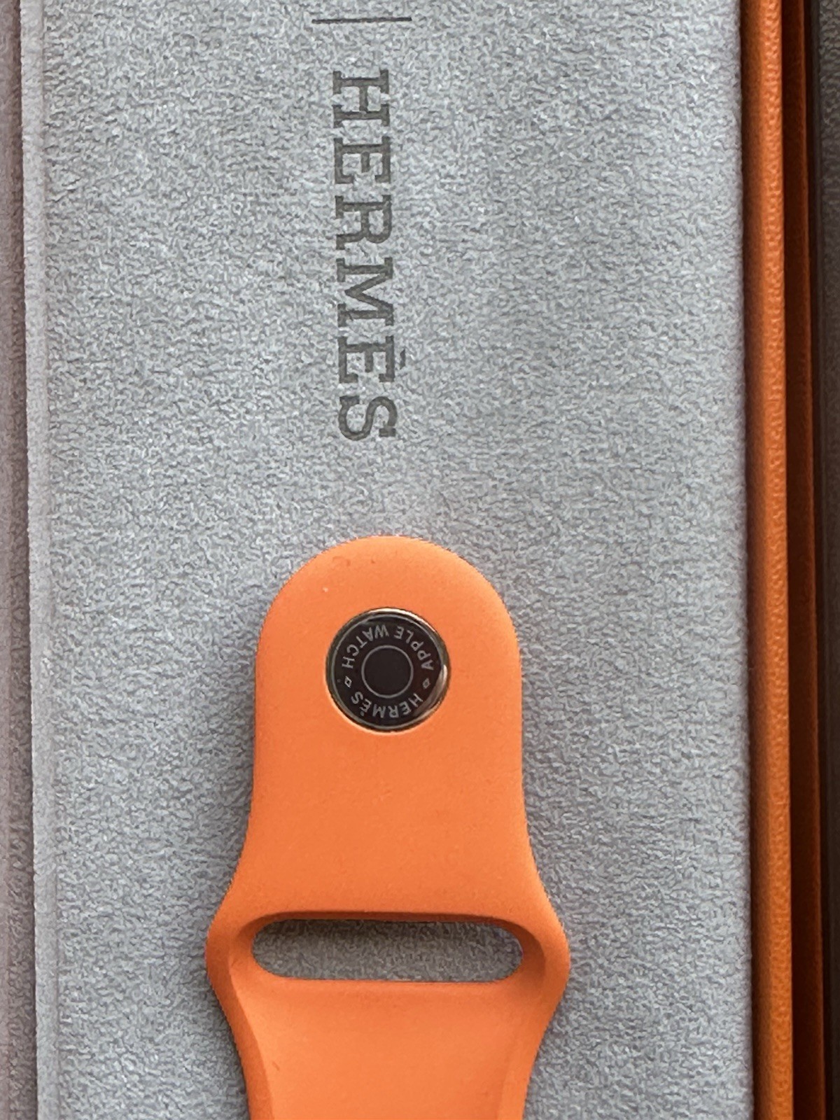 Apple Watch Hermès Series 7 45mm Silver SS Case Orange Leather Band 32GB