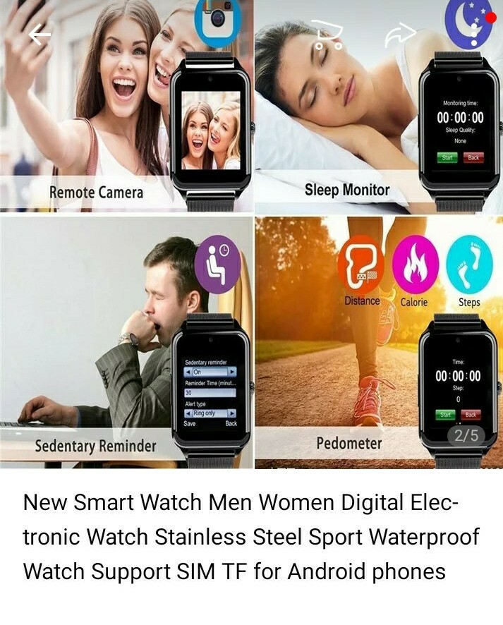 Smart watch New Black or Silver- Sim Card Capable