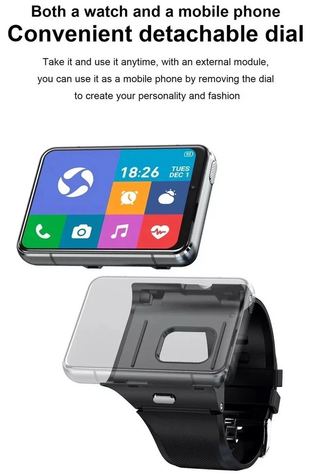 2.88″ Touch Screen 4G Smart Watch 9.0 Dual Camera 4GB+64GB Android/iOS