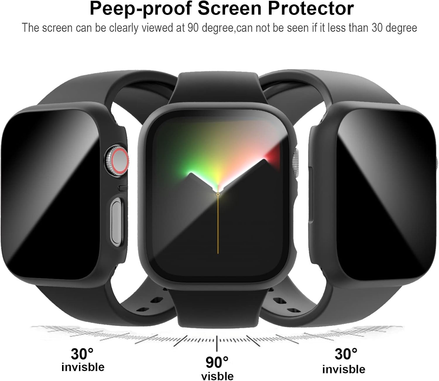 2 Pack Privacy Screen Protector Case for Apple Watch SE3 44mm, Series 6 5 4