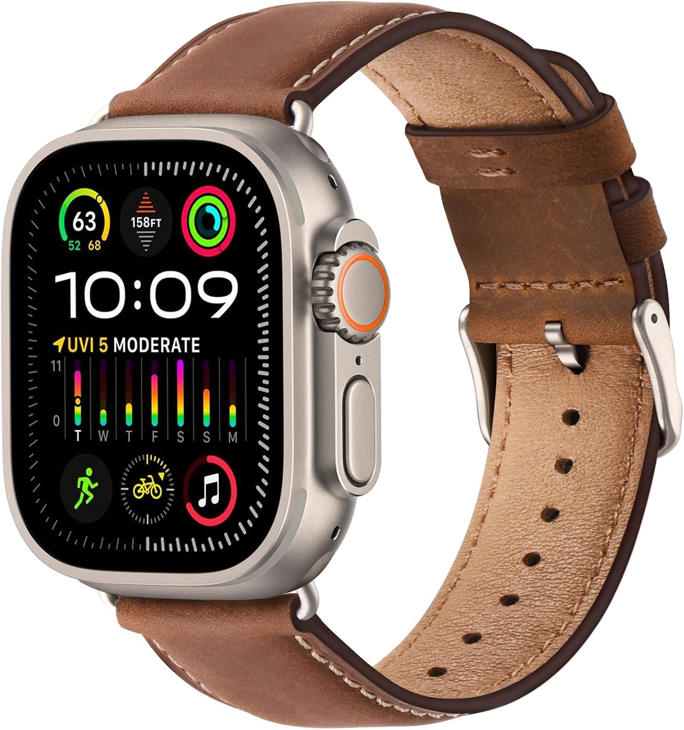 Genuine Leather Strap Compatible with Apple Watch Ultra 49mm 45mm 44mm