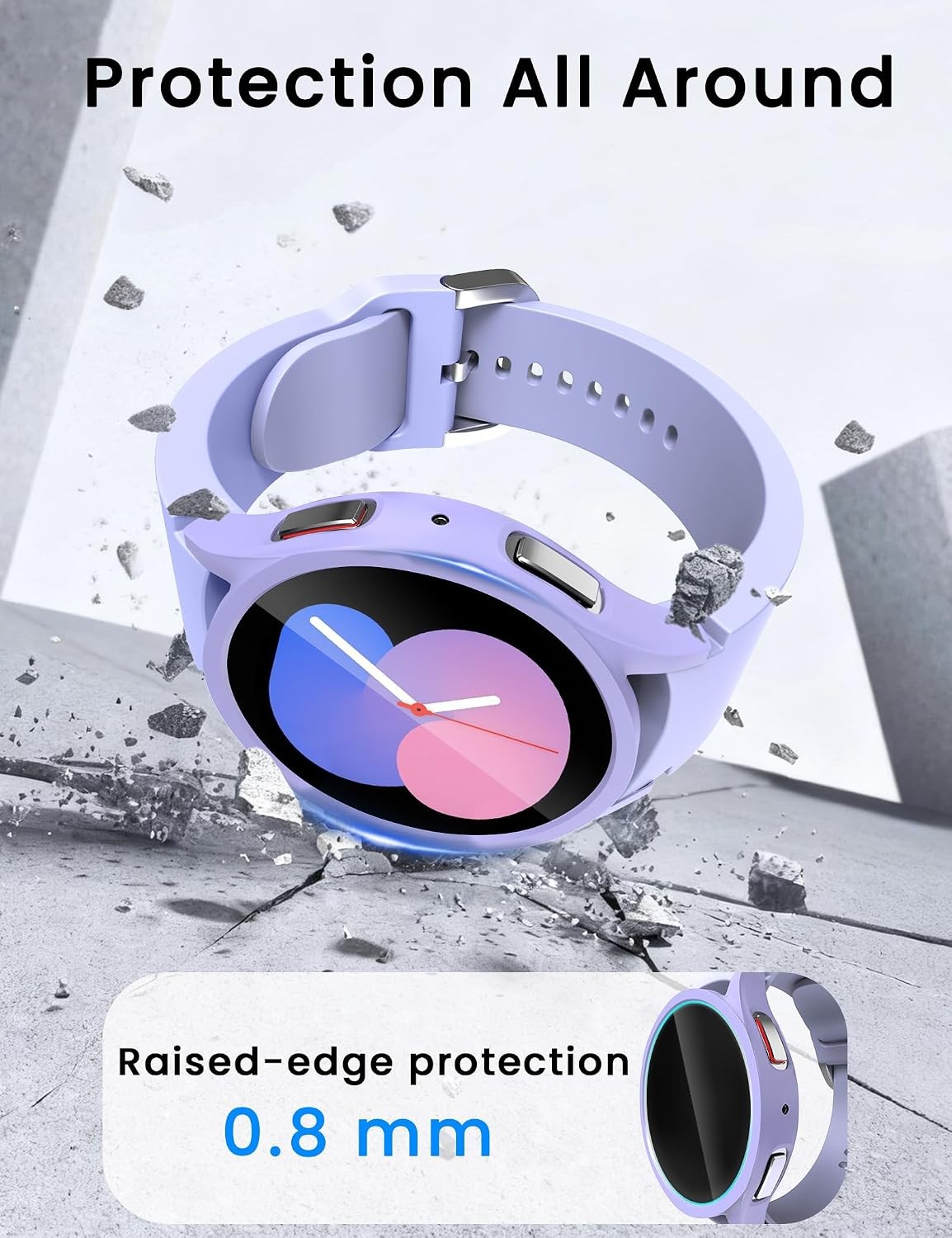 6+6 Pack Anti-Fog Tempered Glass Case For Samsung Galaxy Watch 5 40mm / 4 40mm