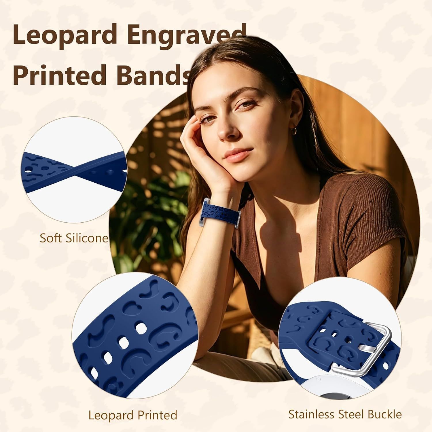 Leopard Silicone Strap Compatible with Samsung Galaxy Watch 9 40mm 44mm