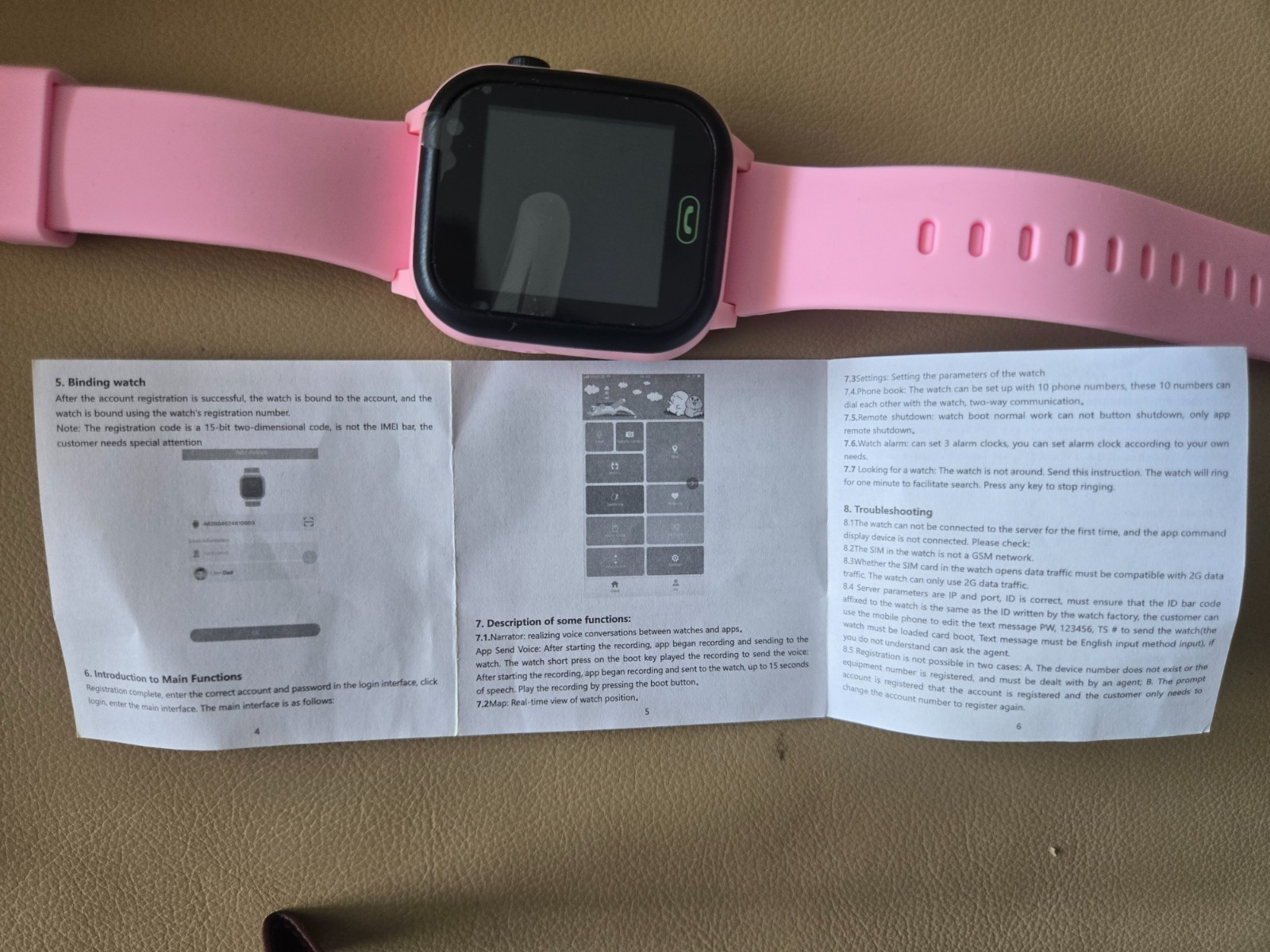 Kids GPS Smart Watch Phone Tracker Pink SOS Call Camera Anti-Lost Smartwatch