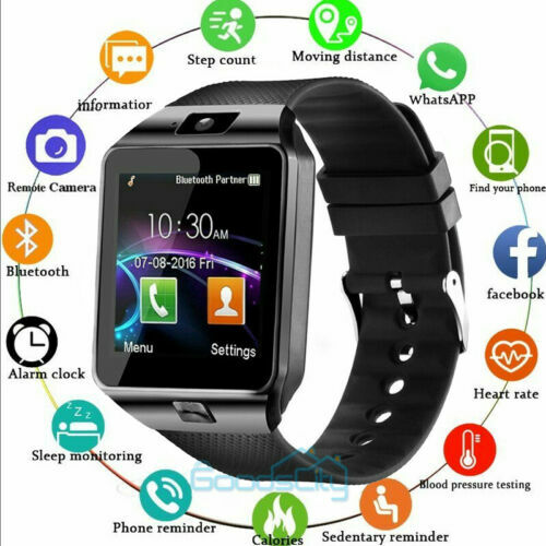 Touchscreen Wrist Smart Phone Watch Sports Call Text Fitness Tracker Sim SD Card