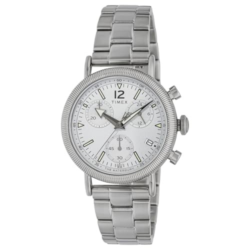 TIMEX Men’s Waterbury 40mm White Dial 50M Water Resistance Silver TW2W20900