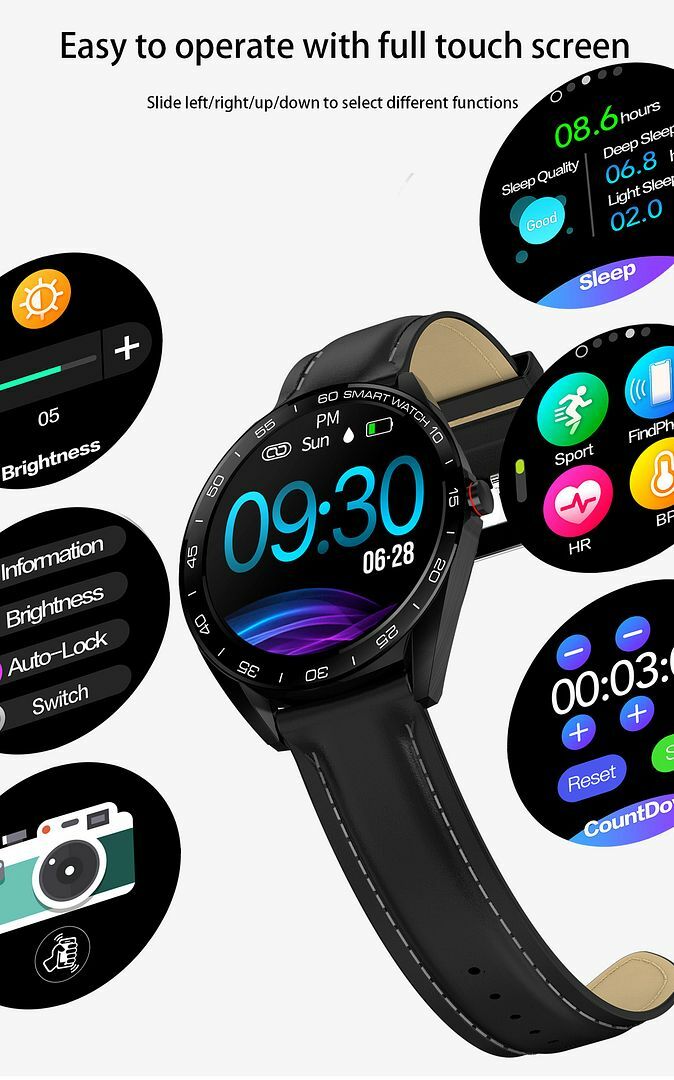 Waterproof Men Business Smart Watch Bluetooth Call SMS Reminder For Android iOS