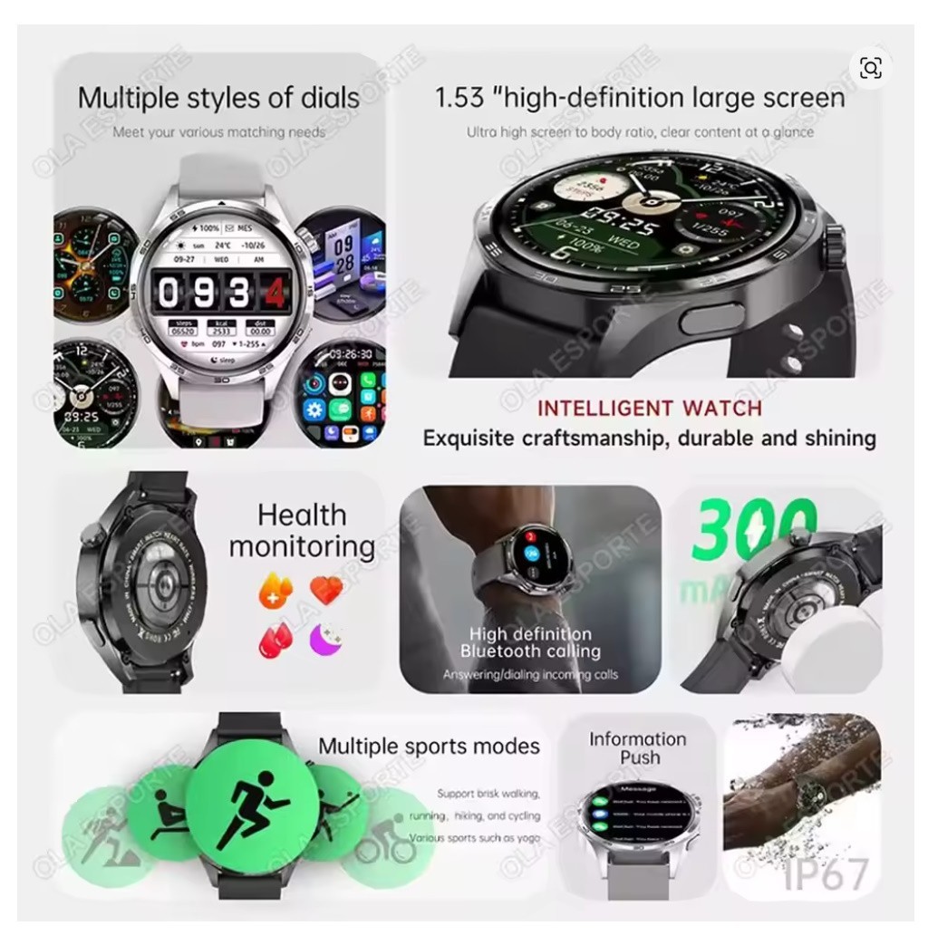 Laxasfit GT5 Pro Smart Watch HD AMOLED Screen GPS Bluetooth -Men & Women