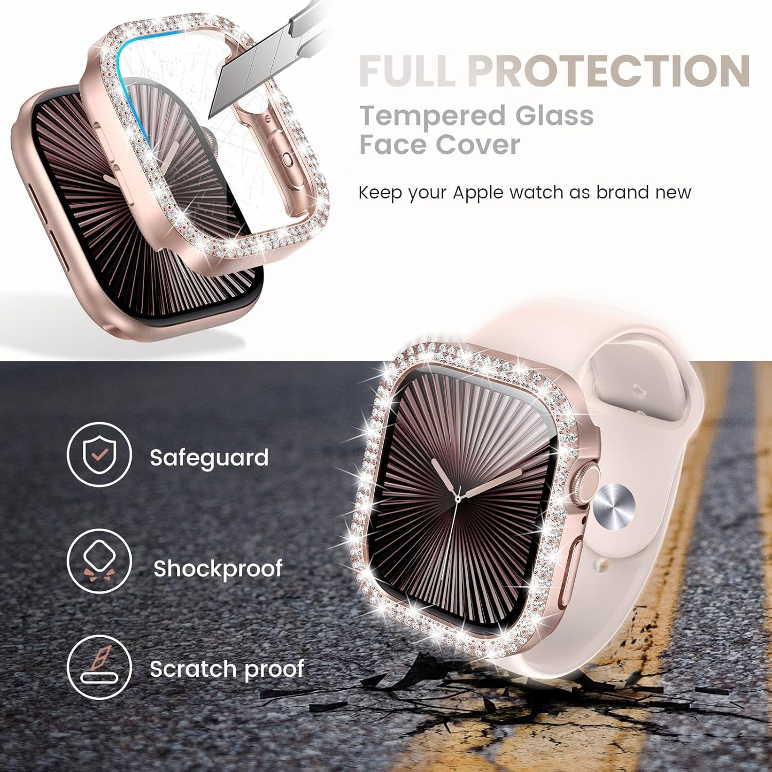 3pcs Screen Protector Case for Apple Watch Series 11/10 46mm Bling Bumper