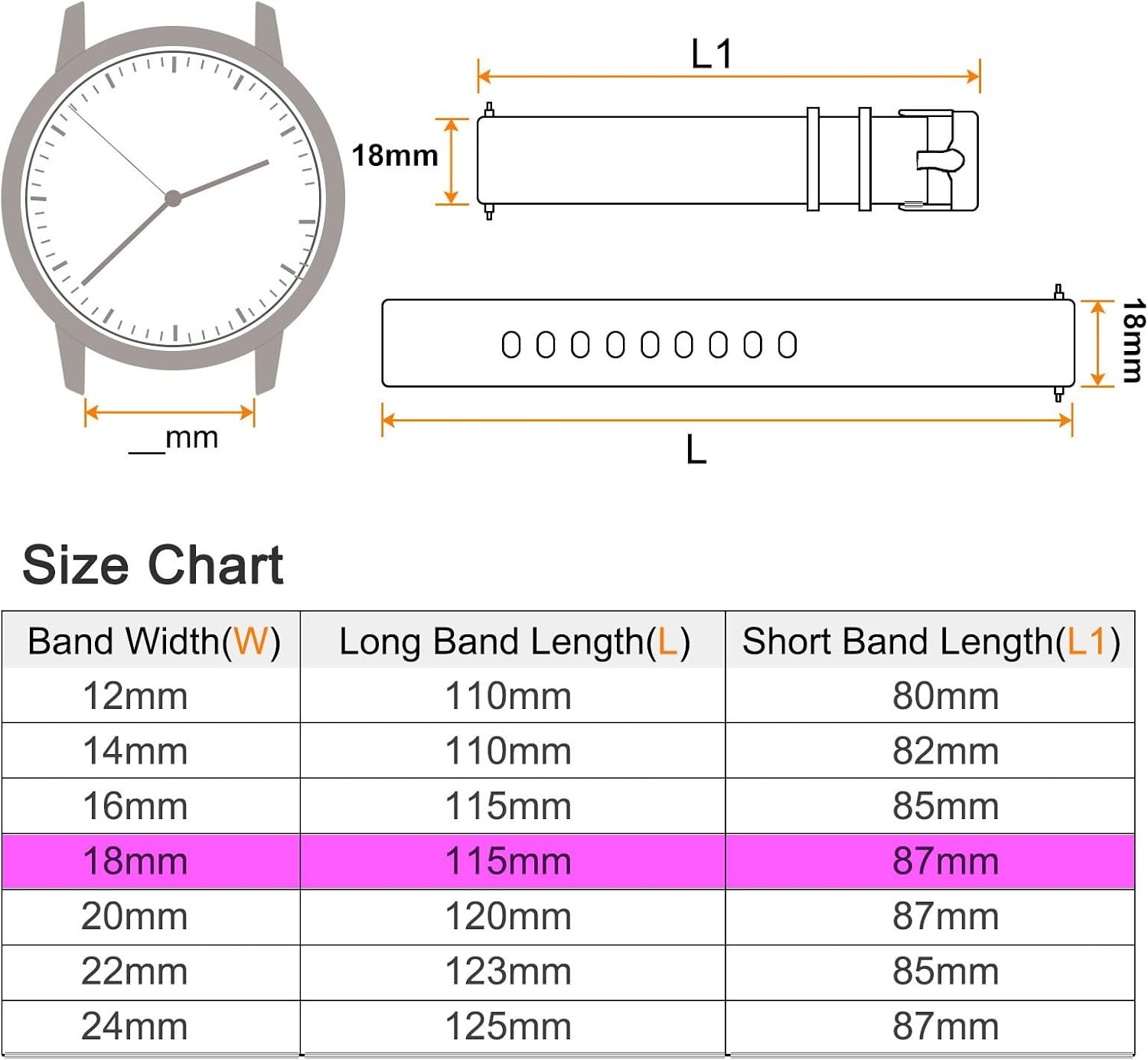 Silicone Watch Band for Men Women with Stainless Steel Buckle