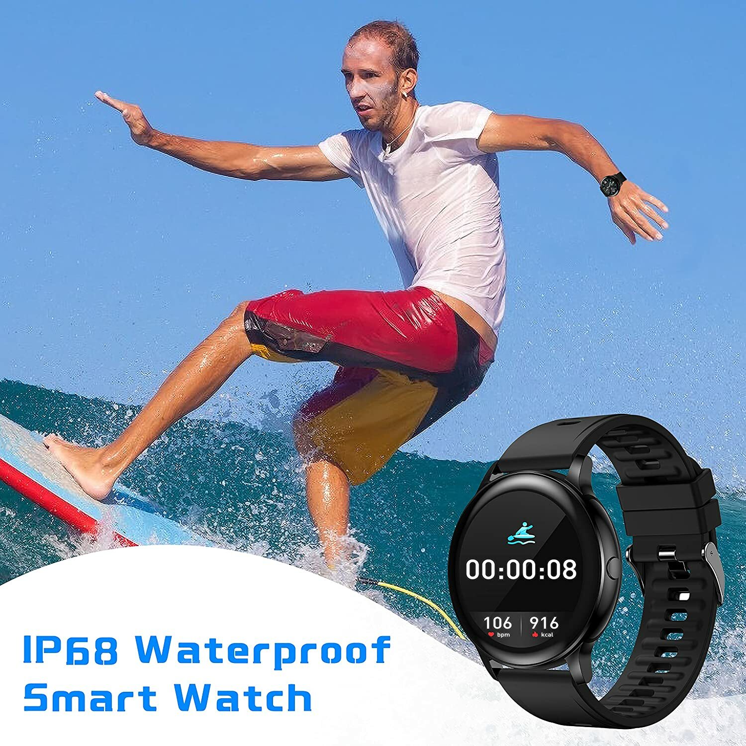 Smart Watch for Android & iPhone Men Women Heart Rate, Sleep, Blood Pressure