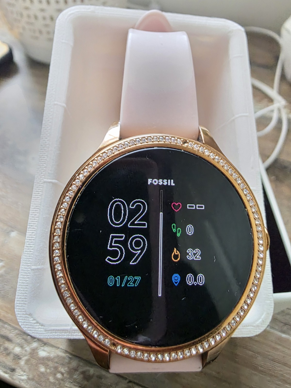 Fossil Gen 4 Smartwatch 40 mm Stainless Steel with Pink Silicone Strap