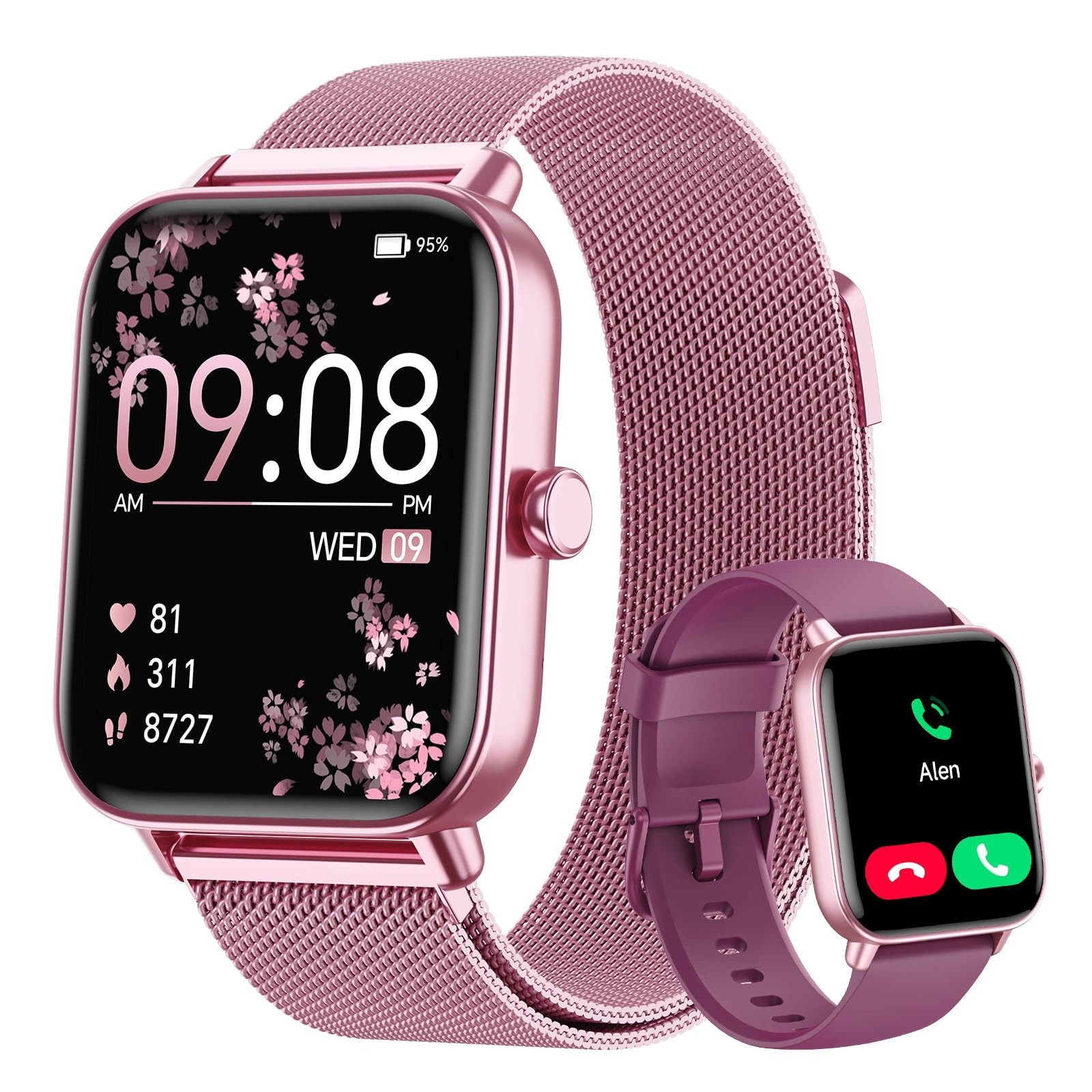 Women’s Smart Watch 1.85” HD, Calls/SMS/Reminders, Fitness Tracker, Heart Rate,