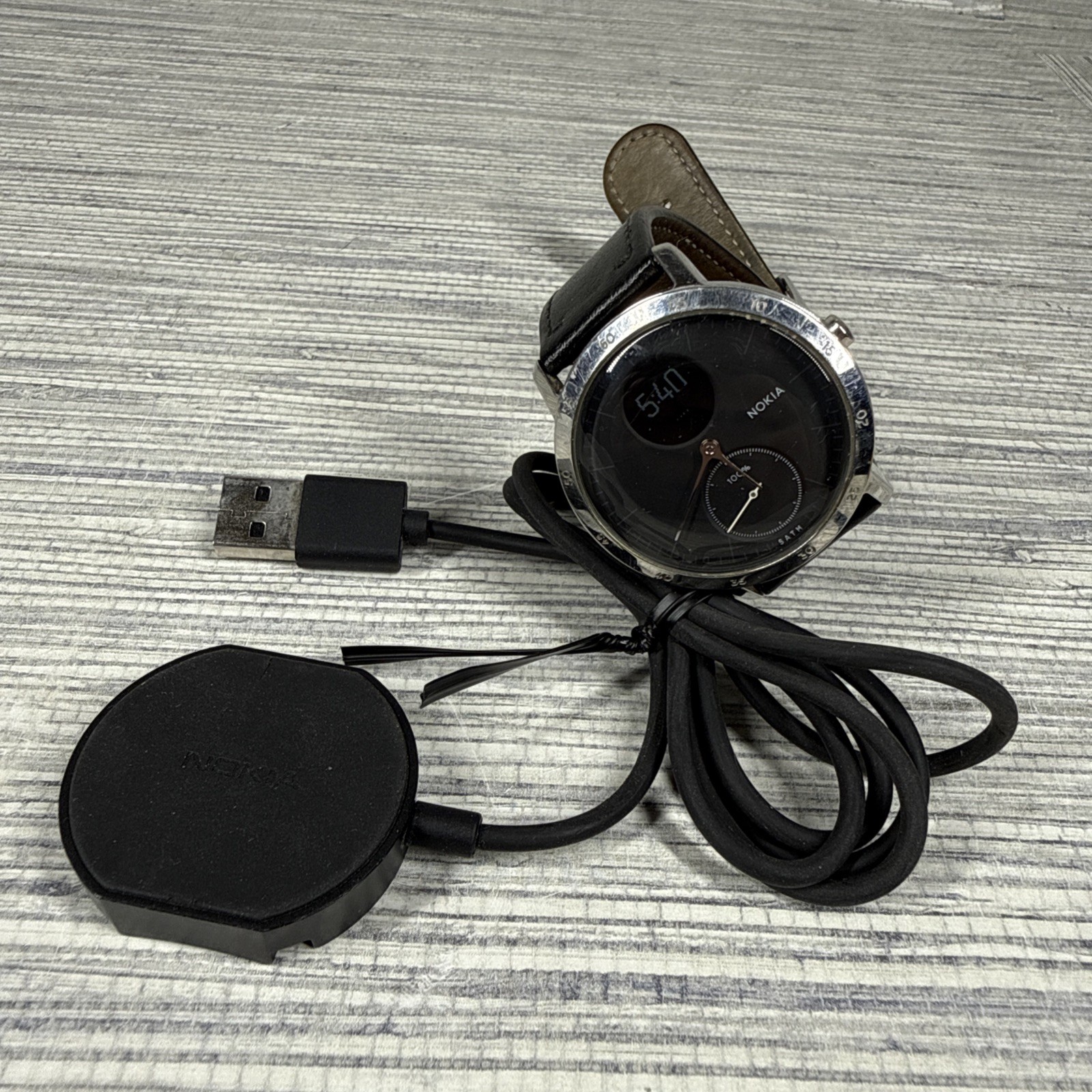 Nokia Withings Steel HR Hybrid Smartwatch Chrome Bezel Black Face 38mm OEM Band